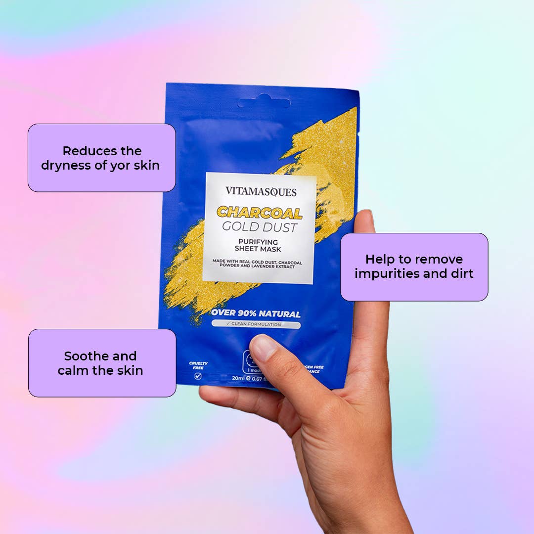 Charcoal Gold Dust Face Sheet Mask - Pockets of Bliss