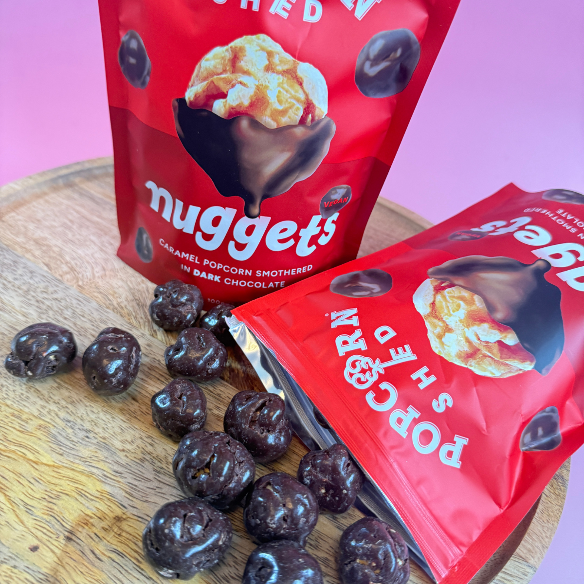 Caramel Popcorn Nuggets Smothered in Dark Chocolate - Pockets of Bliss