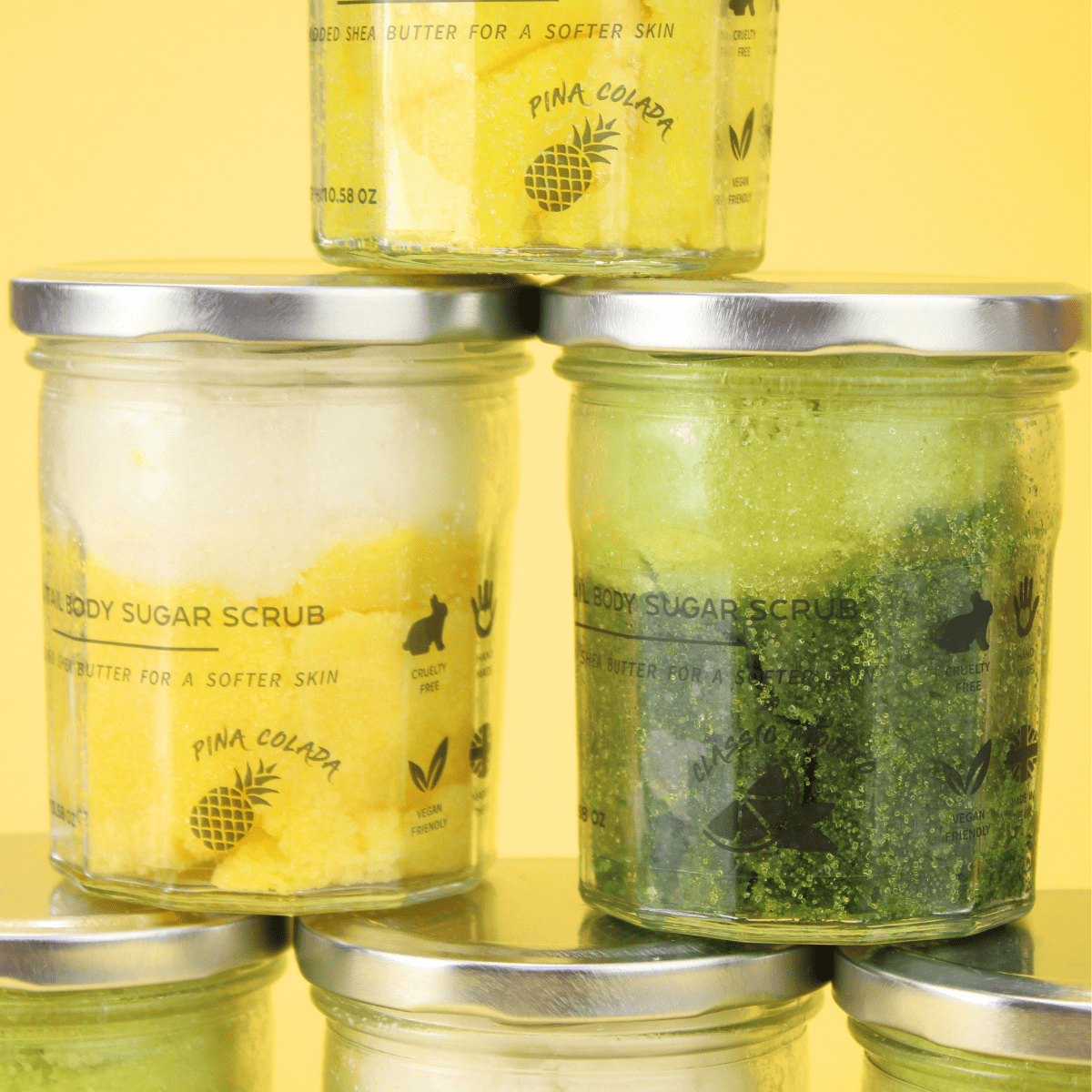 Cocktail Sugar Body Scrubs – Exfoliating Skincare in Piña Colada & Mojito Scents - Pockets of Bliss