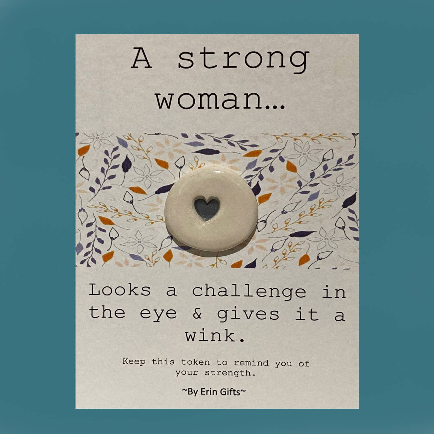 A Strong Woman Ceramic Pocket Hug and Card - Pockets of Bliss