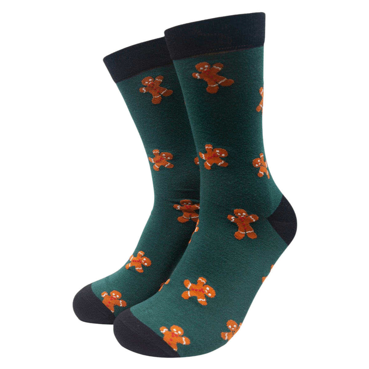 Green Men's Gingerbread Print bamboo Socks - Pockets of Bliss