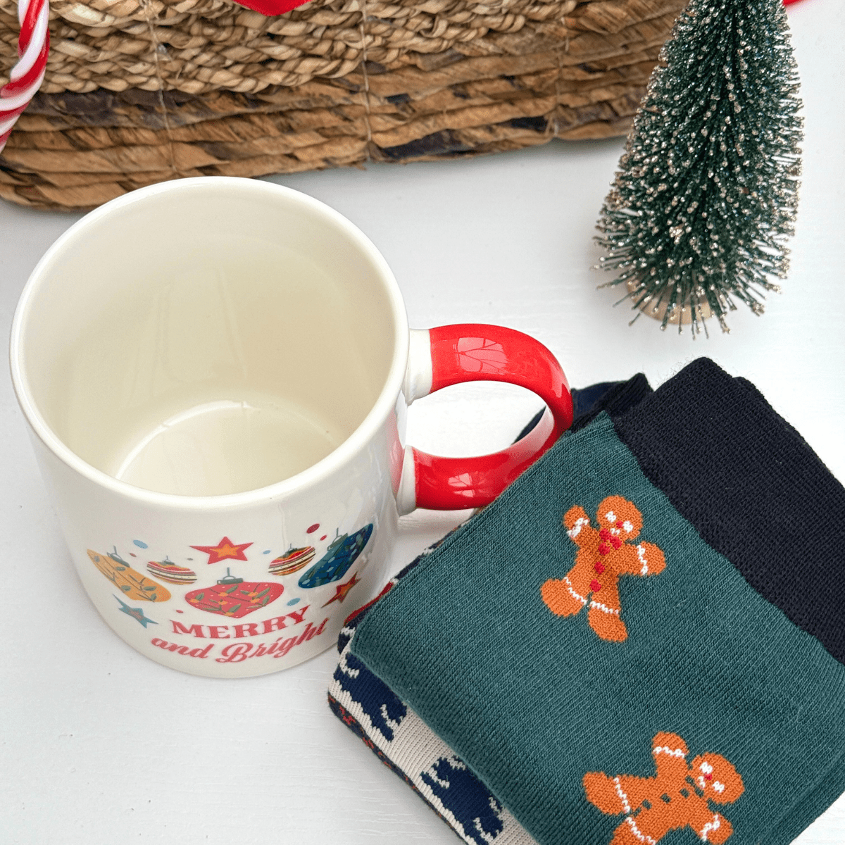 Merry & Bright Men’s Christmas Gift Box – Mug & Holiday Socks Set - Pockets of Bliss