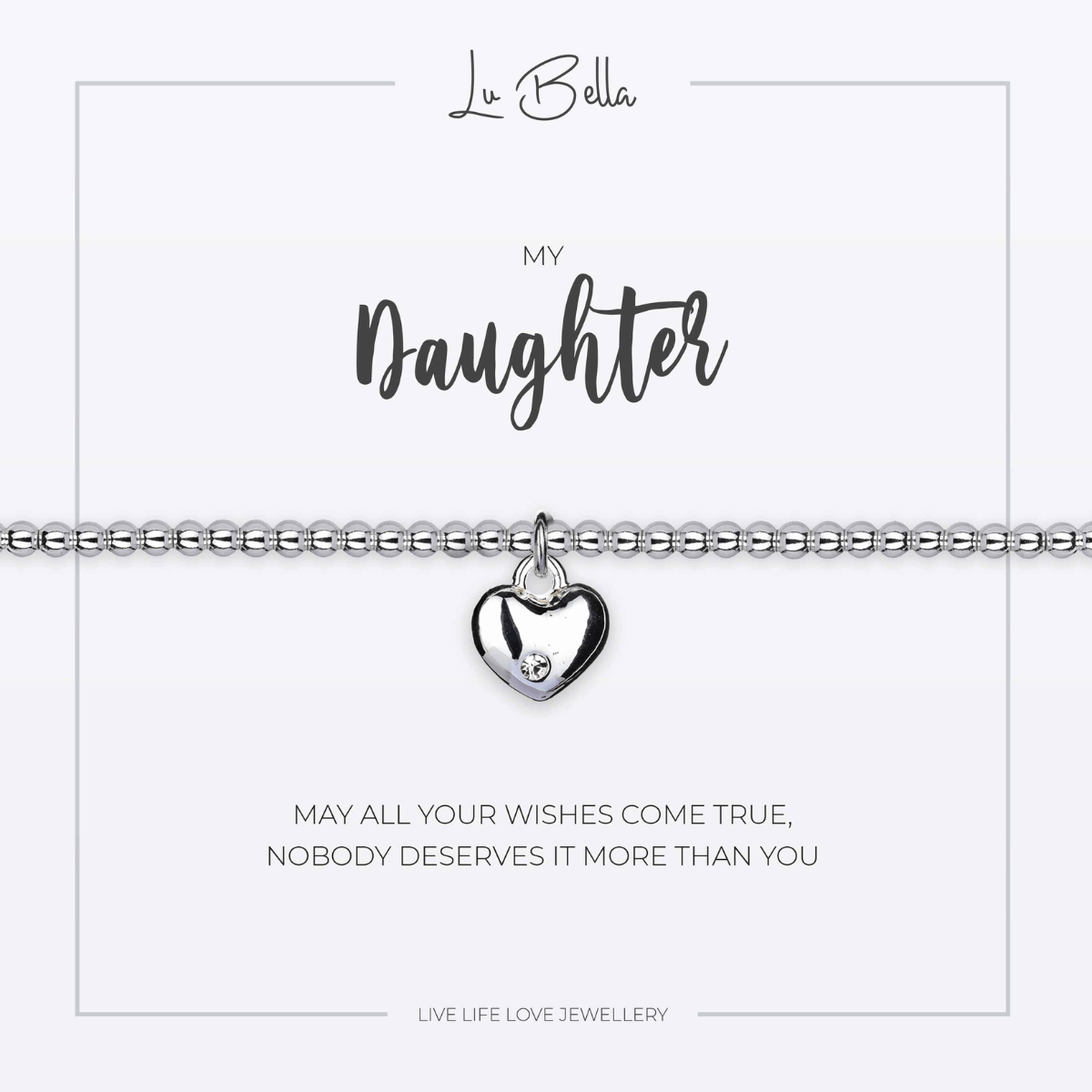 My Daughter Sentiments Bracelet – Heart Charm Jewellery Gift for Daughters - Pockets of Bliss