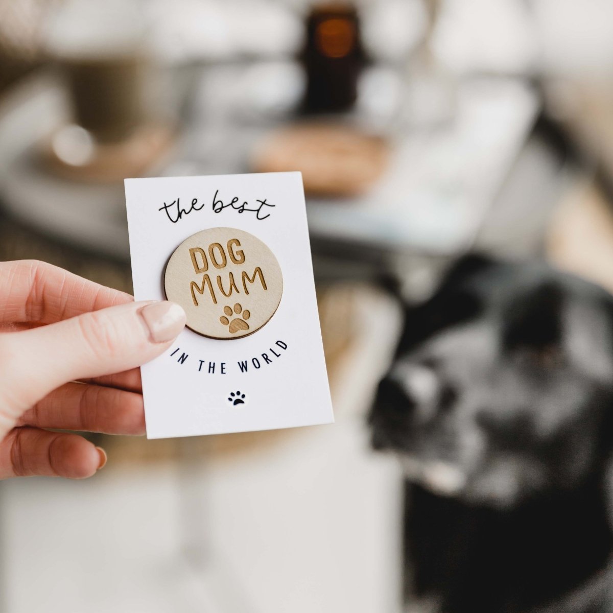 Dog Mum Engraved Wooden Badge - Pockets of Bliss
