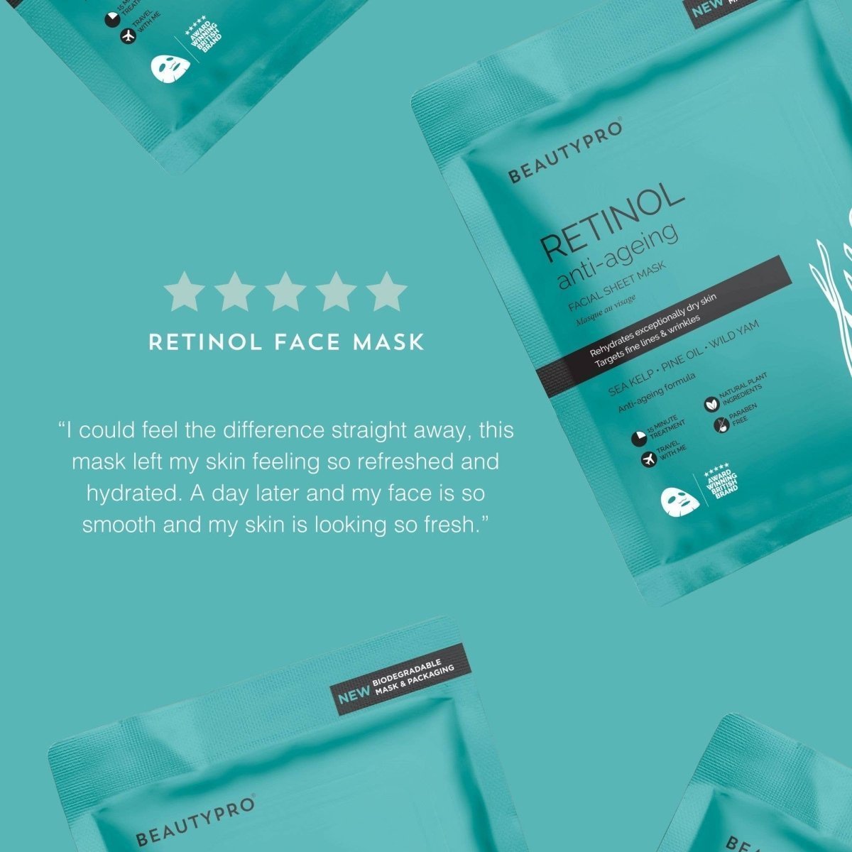 RETINOL Anti - Ageing Sheet Mask - 100% Biodegradable - Pockets of Bliss