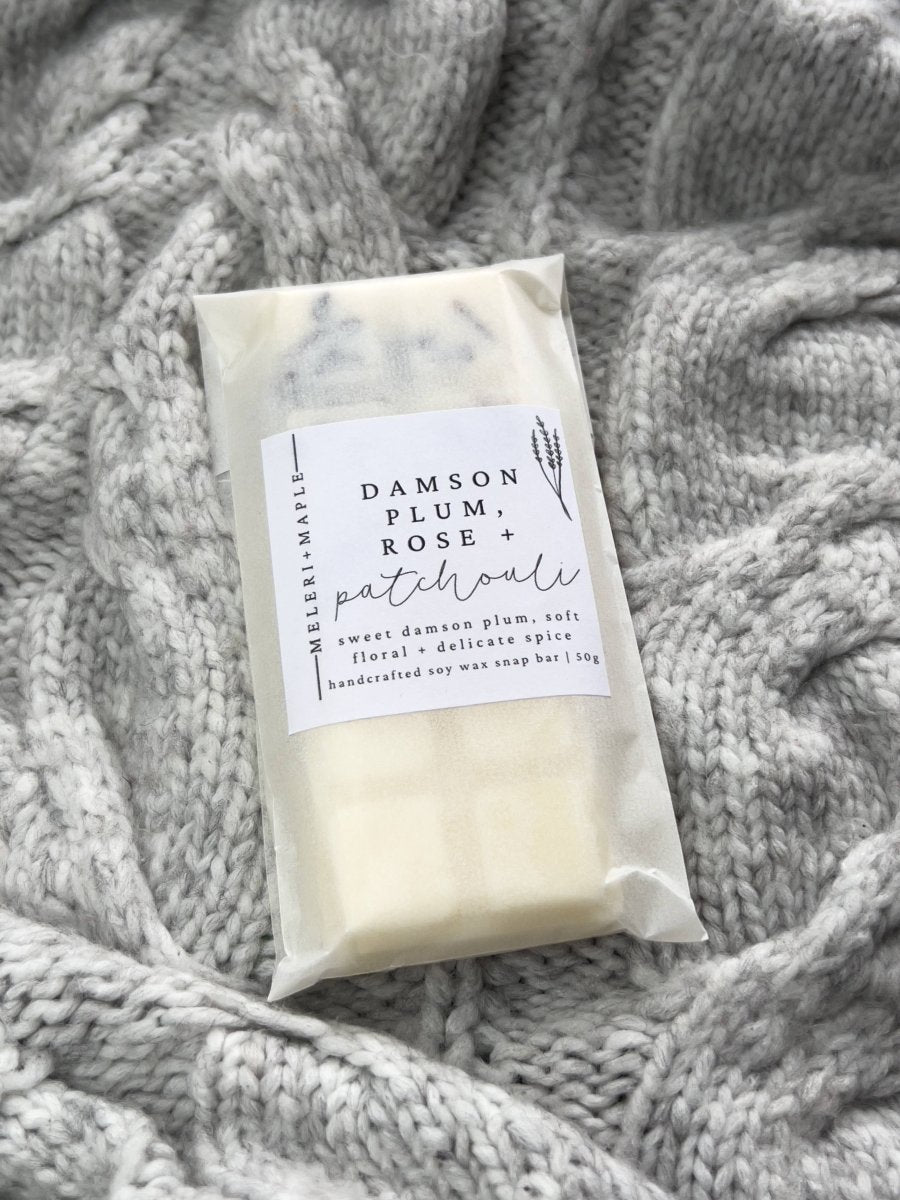 Damson Plum, Rose & Patchouli Scented Snap Bar Wax Melt - Pockets of Bliss