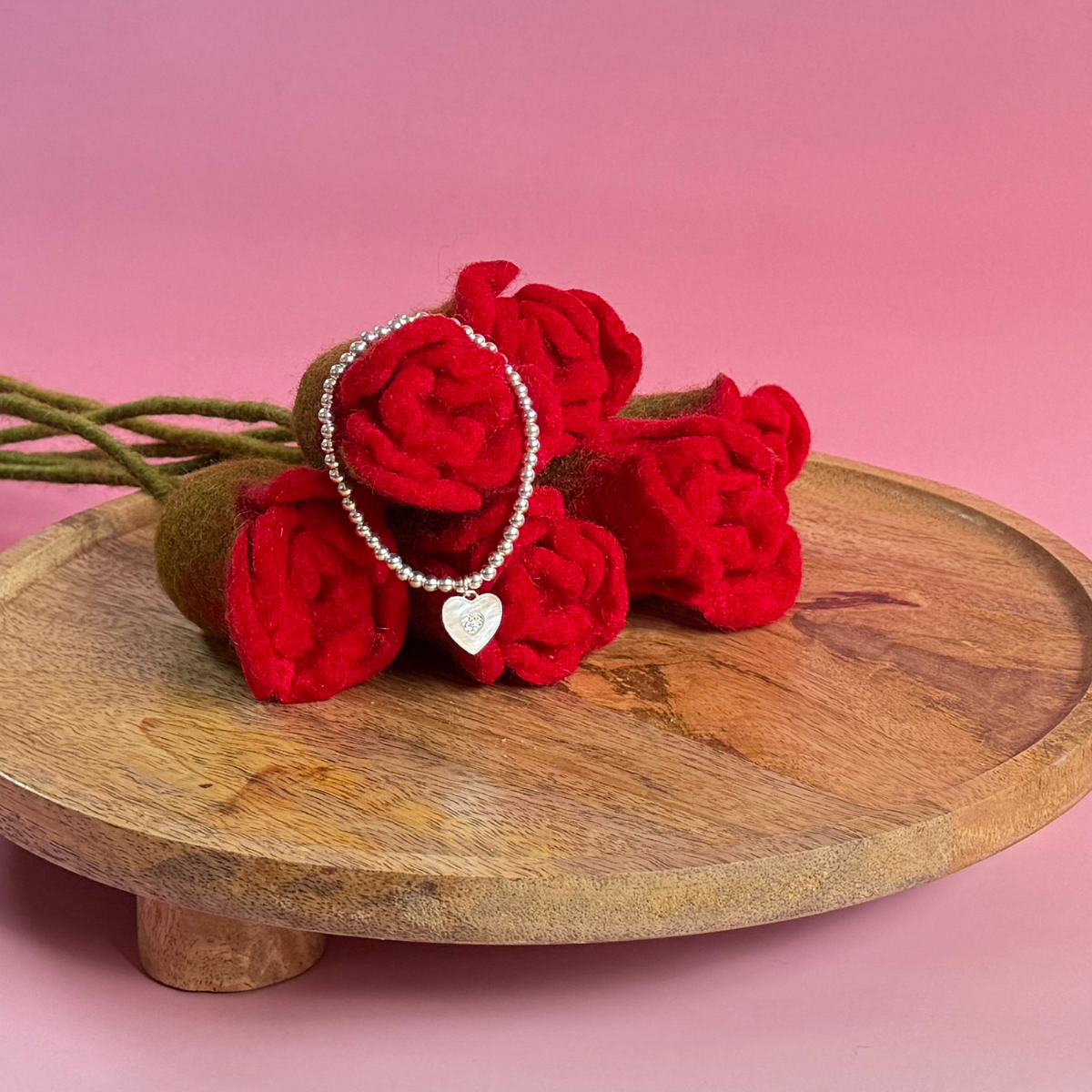 Silver Plated Shell Heart Bracelet | Crystal Centre  Handle
