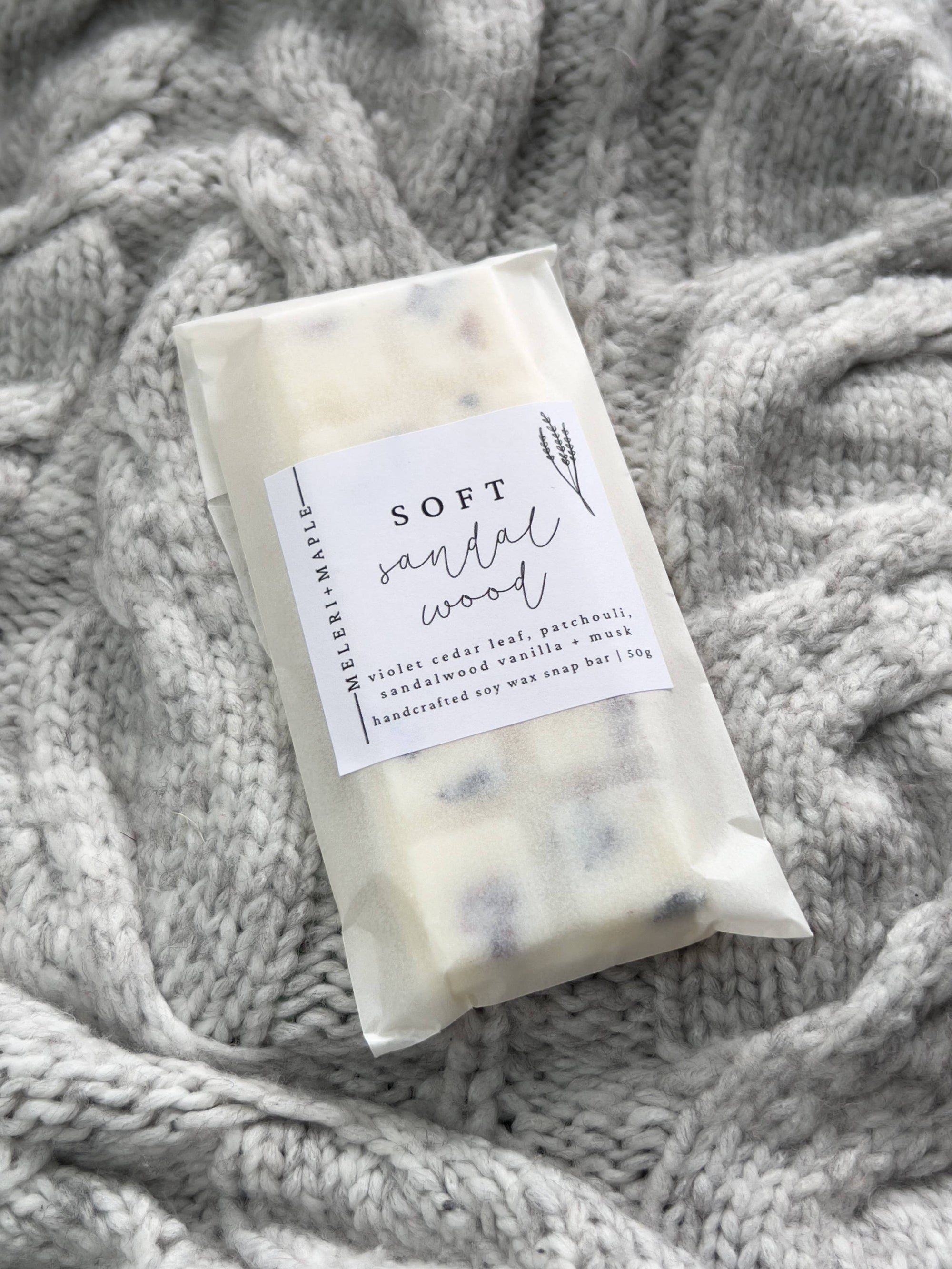 Soft Sandalwood Scented Snap Bar Wax Melt