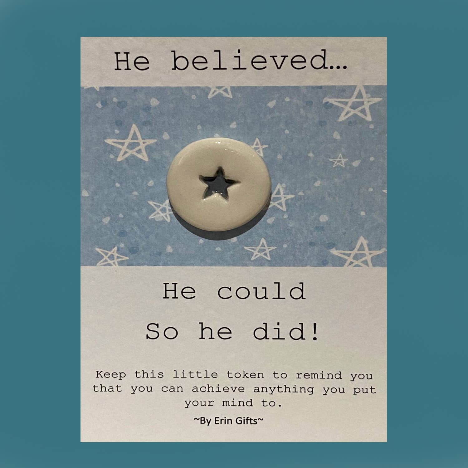 He Believed.... Ceramic Pocket Token Hug & Card - Pockets of Bliss