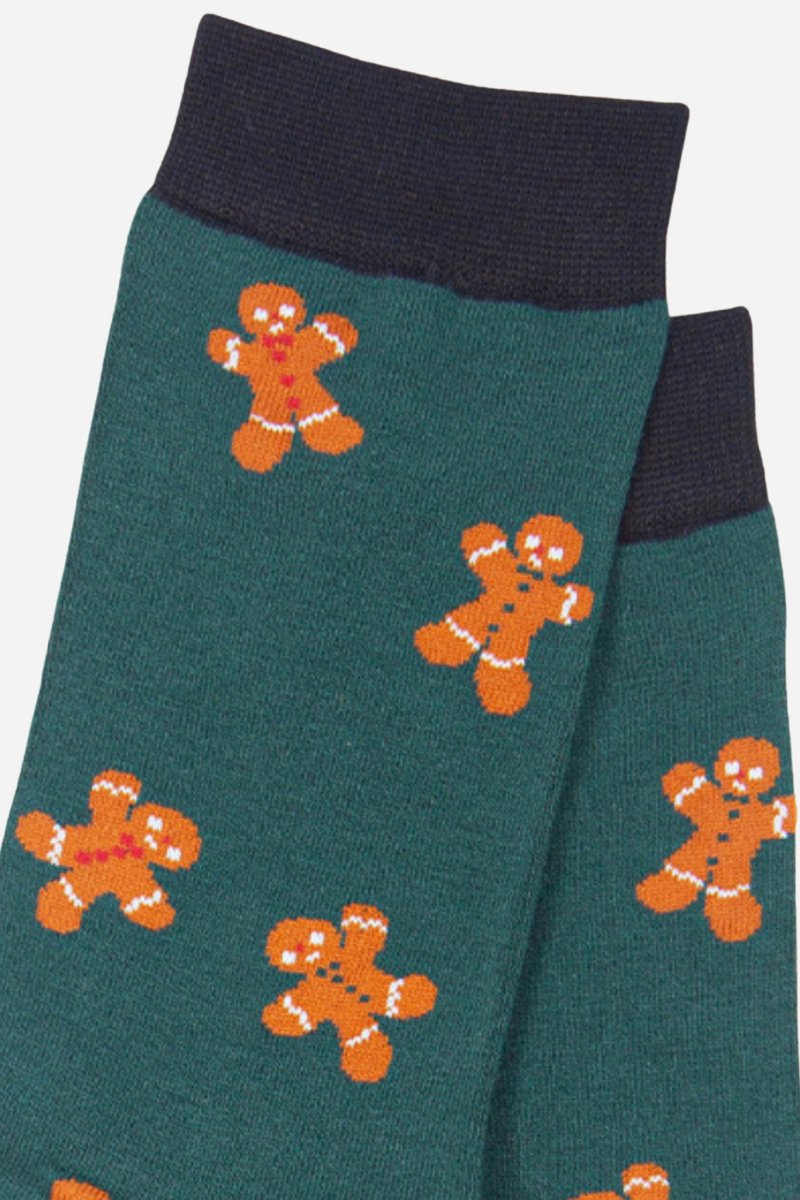 Green Men's Gingerbread Print bamboo Socks - Pockets of Bliss