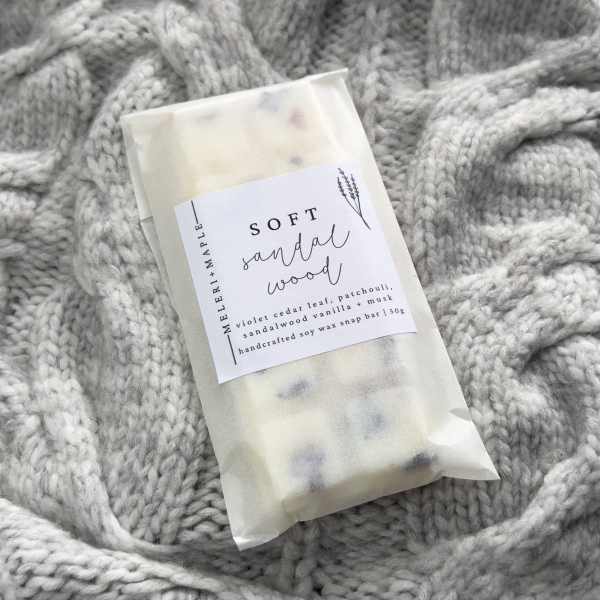 Soft Sandalwood Scented Snap Bar Wax Melt