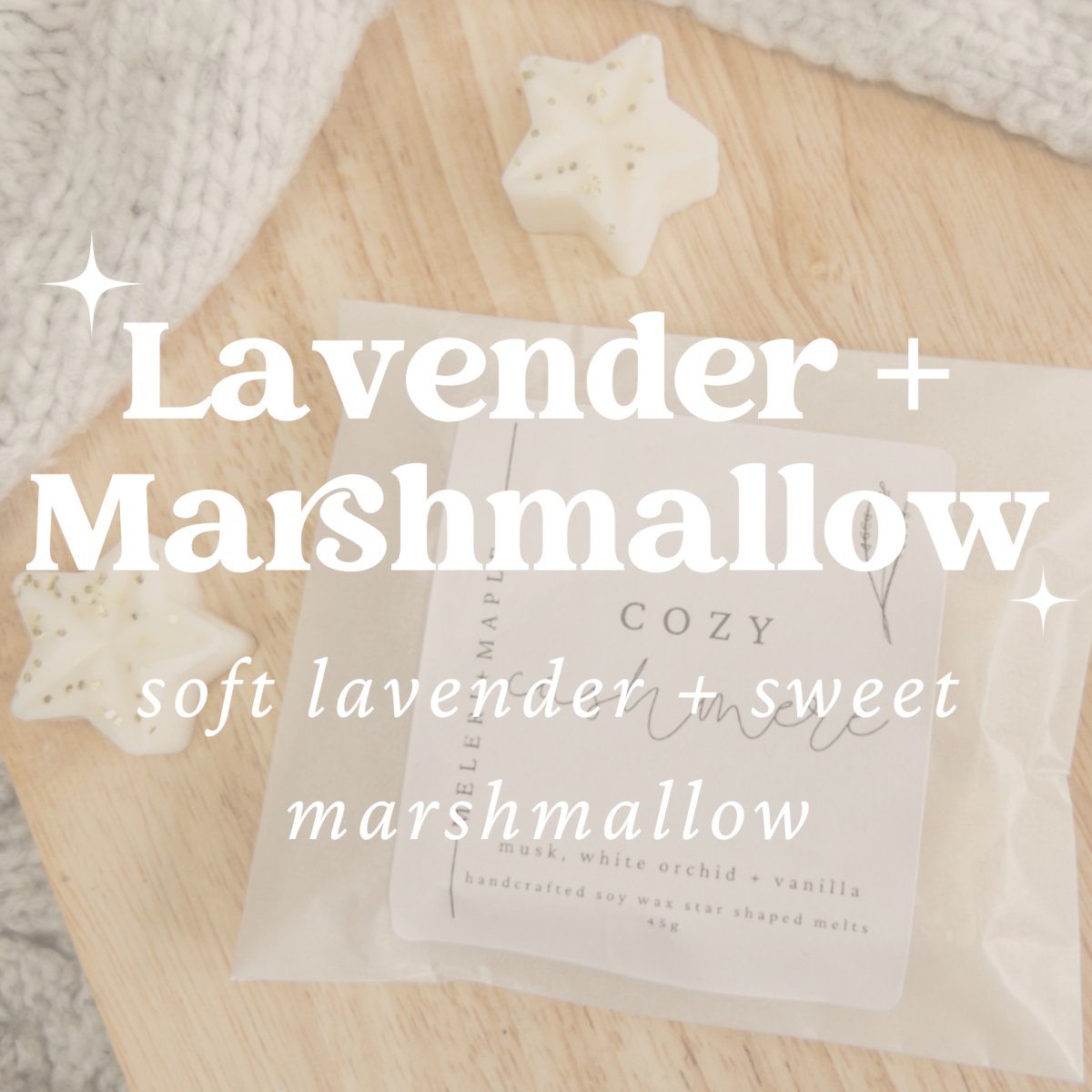 Lavender Marshmallow Scented Star Shaped Soy Wax Melts - Pockets of Bliss