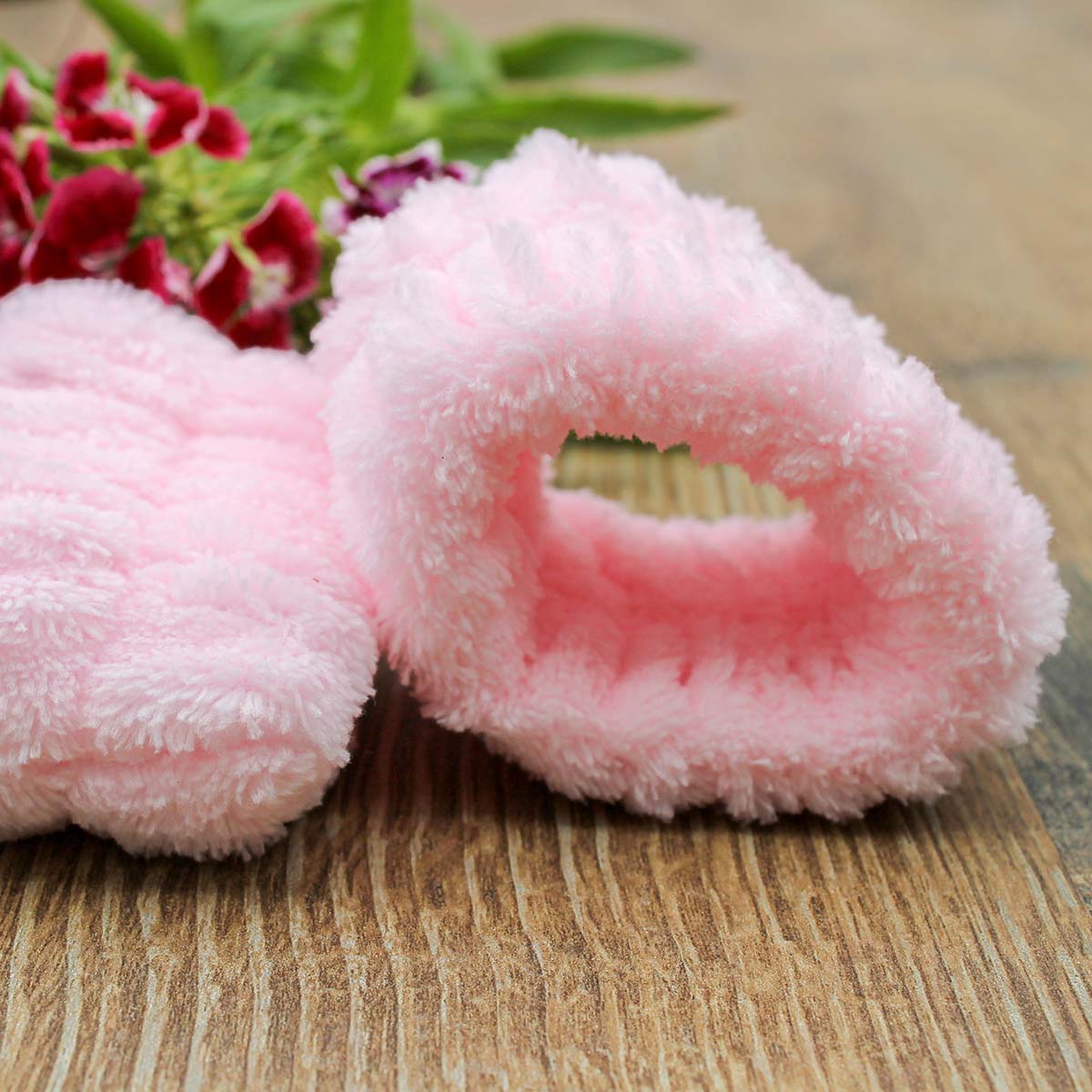 Pink Face Wash Plush Wrist Sleeves - Pockets of Bliss