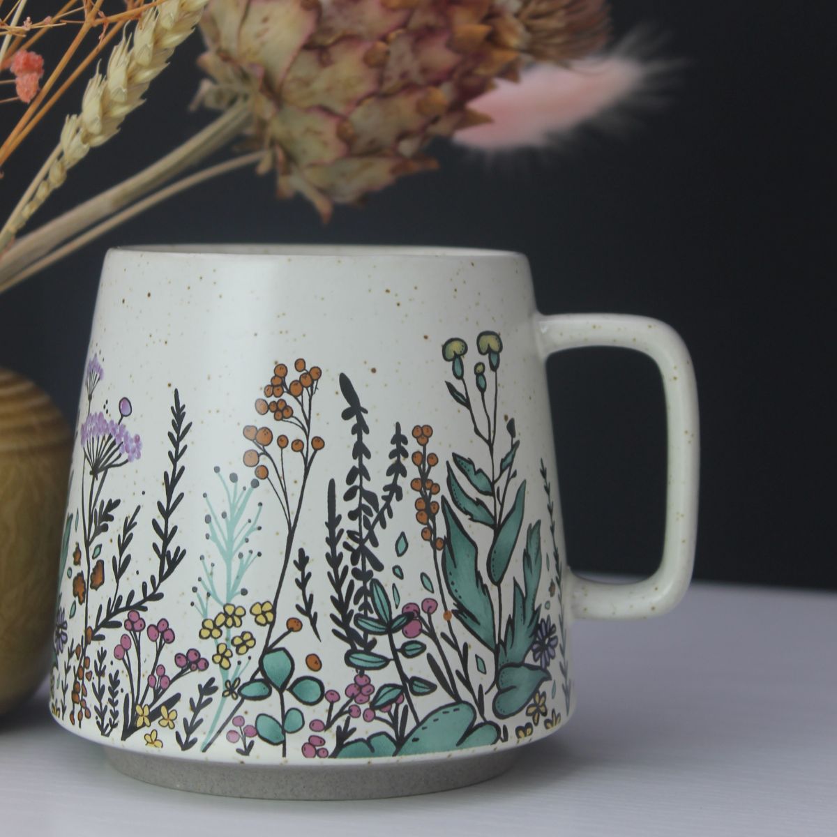 Floral Harmony Stoneware Mug - Pockets of Bliss