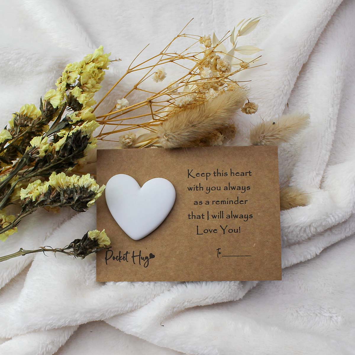 White Heart Pocket Hug - Pockets of Bliss