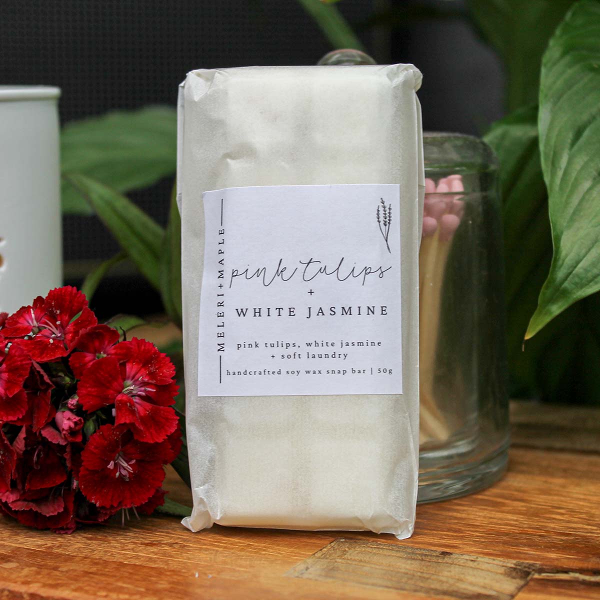 Pink Tulip & White Jasmine Scented Snap Bar Wax Melt - Pockets of Bliss