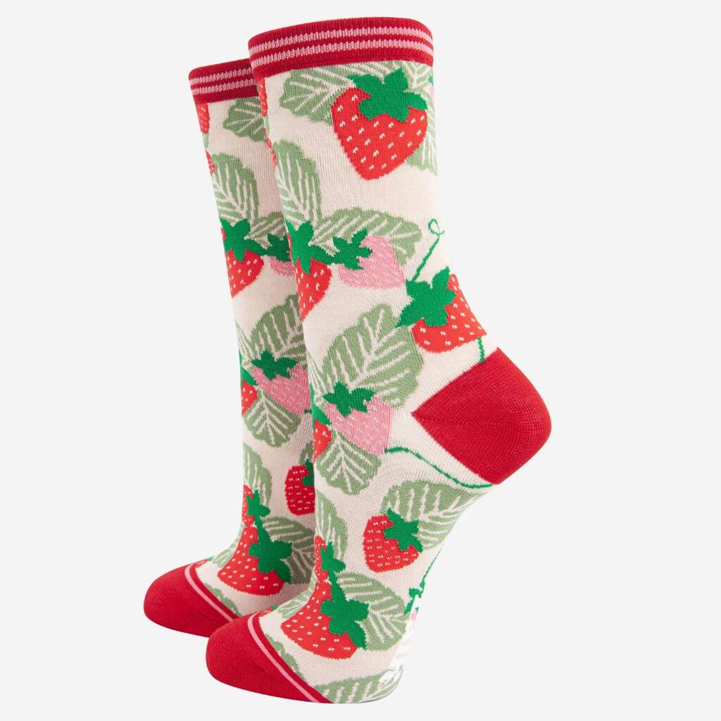 Bamboo Strawberry Socks: Eco - Friendly Comfort with a Sweet Twist - Pockets of Bliss