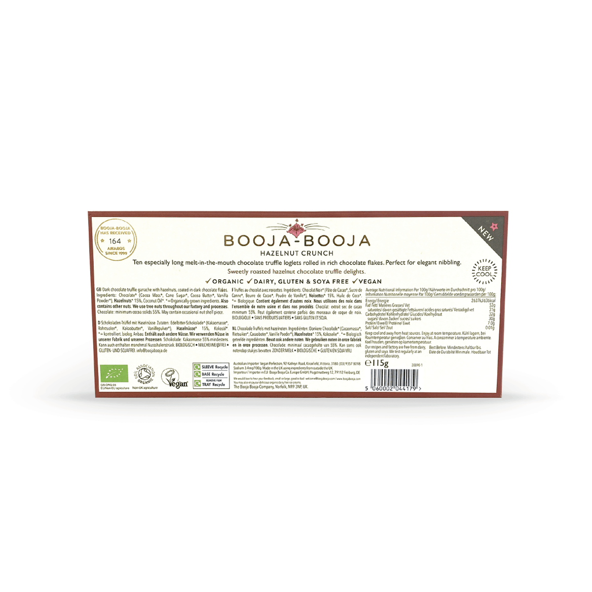 Booja - Booja Hazelnut Crunch Chocolate Truffle Loglets – Vegan &amp; Organic Gift Box - Pockets of Bliss