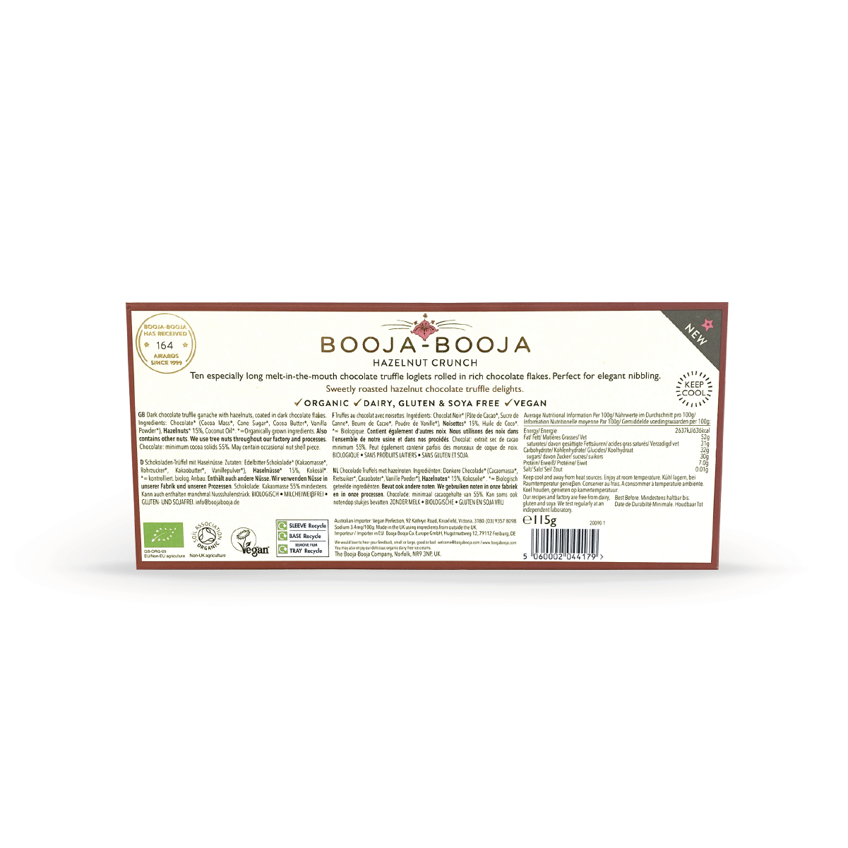 Booja - Booja Hazelnut Crunch Chocolate Truffle Loglets – Vegan & Organic Gift Box - Pockets of Bliss