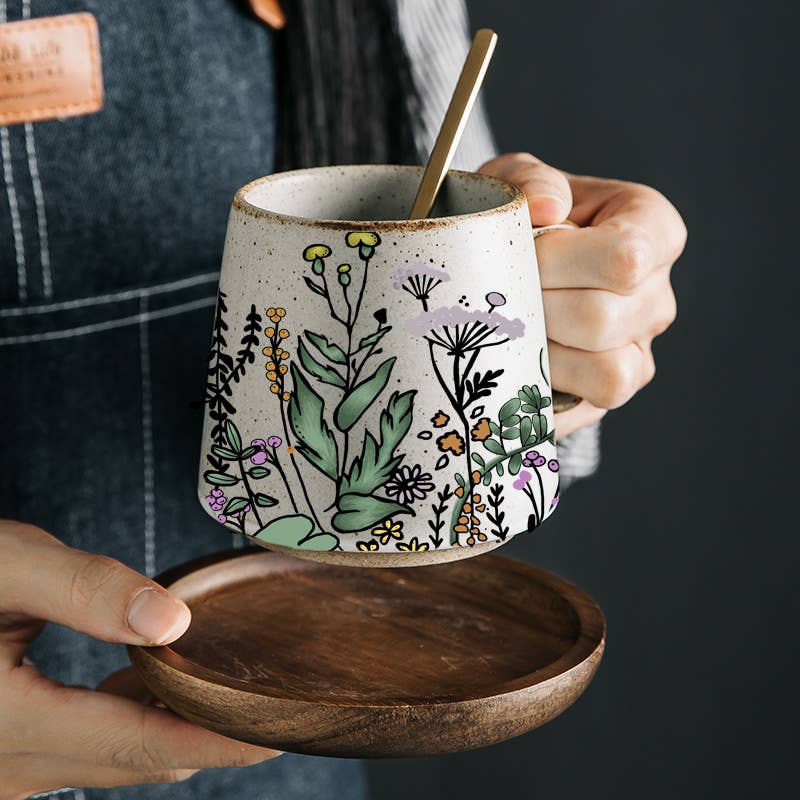 Floral Harmony Stoneware Mug - Pockets of Bliss