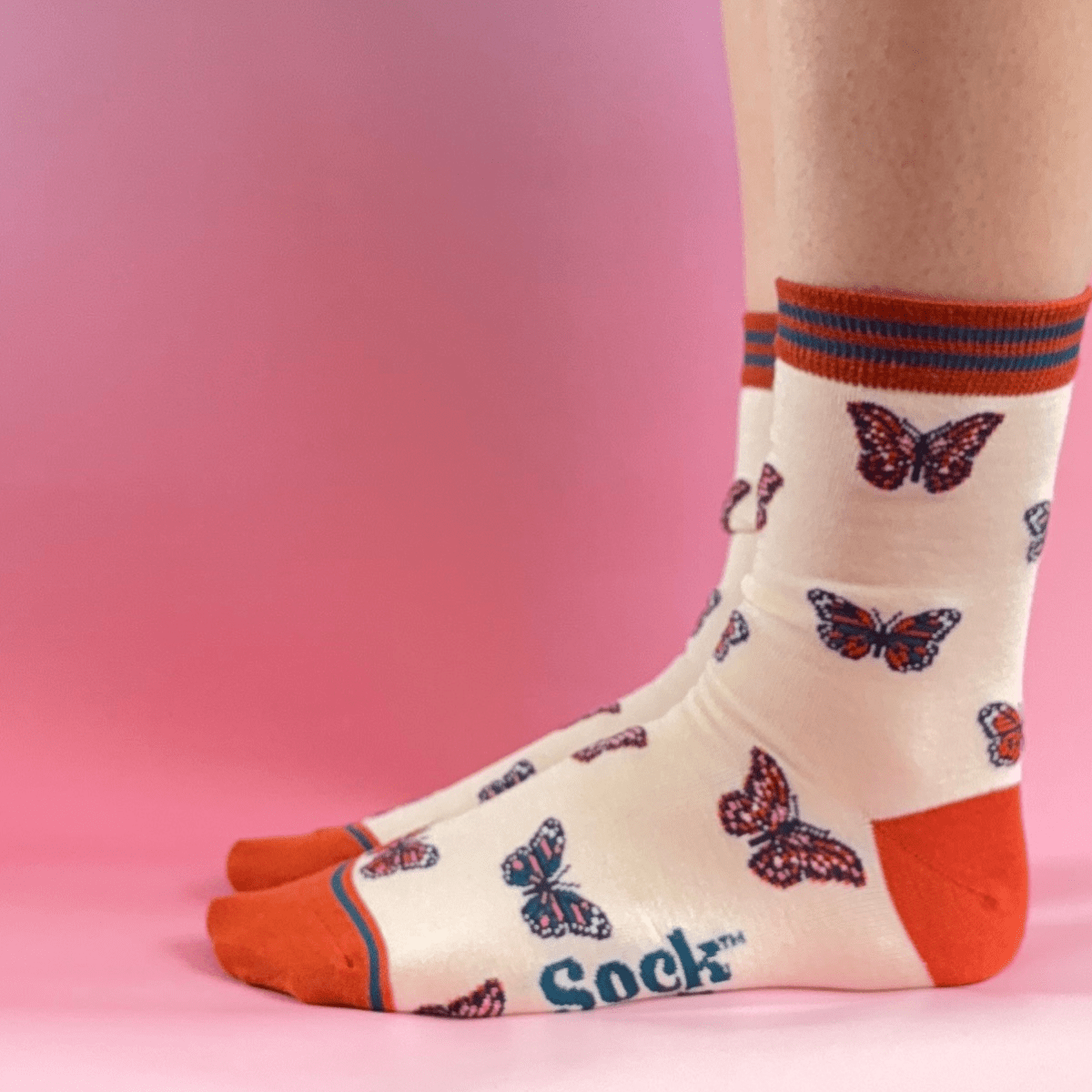 Cream Butterfly Print Socks | Gift Socks for Her - Pockets of Bliss