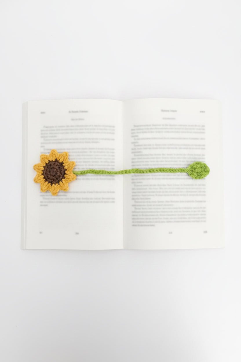 Crochet Sunflower Bookmark - Pockets of Bliss