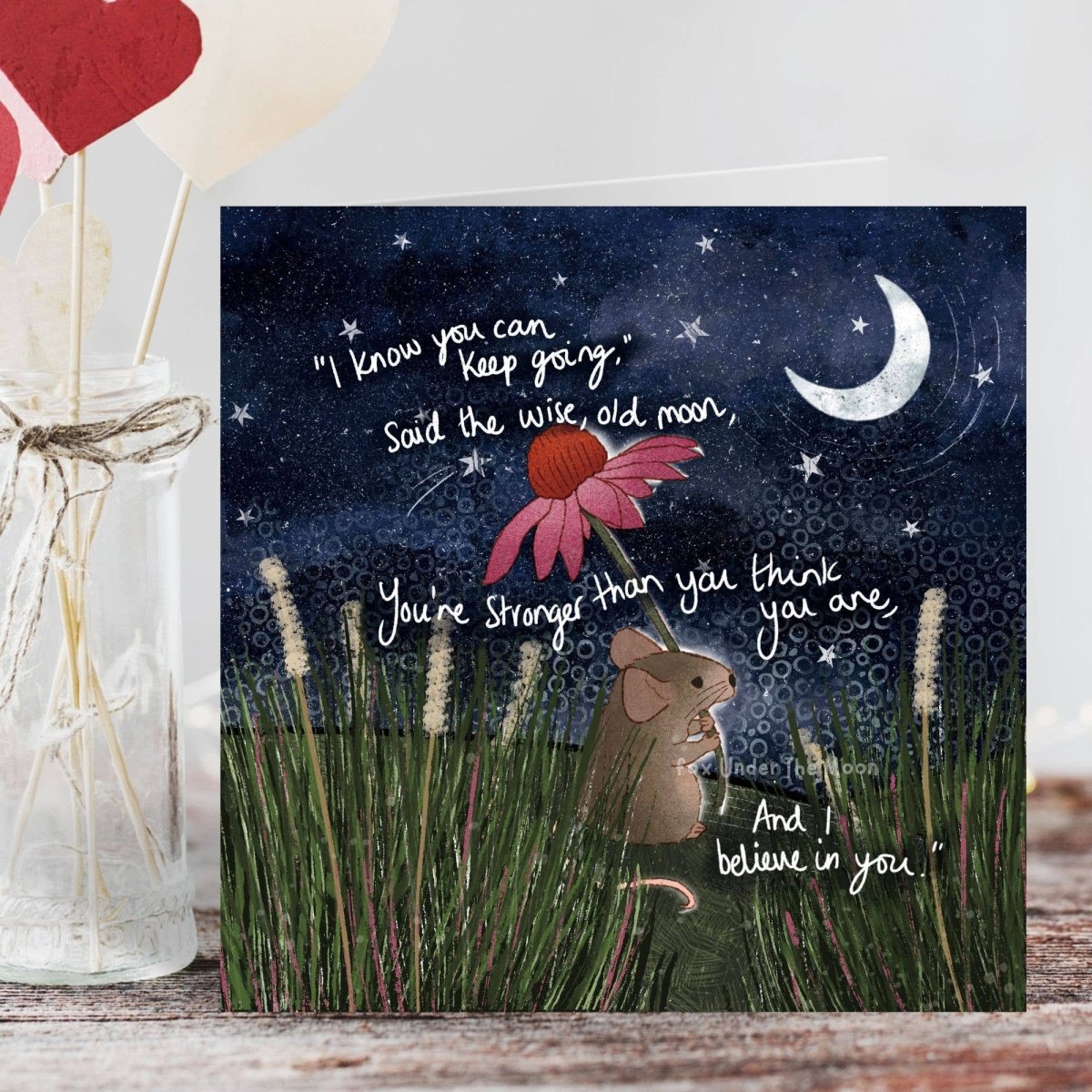 A blank card with a message of stronger on it - Pockets of Bliss