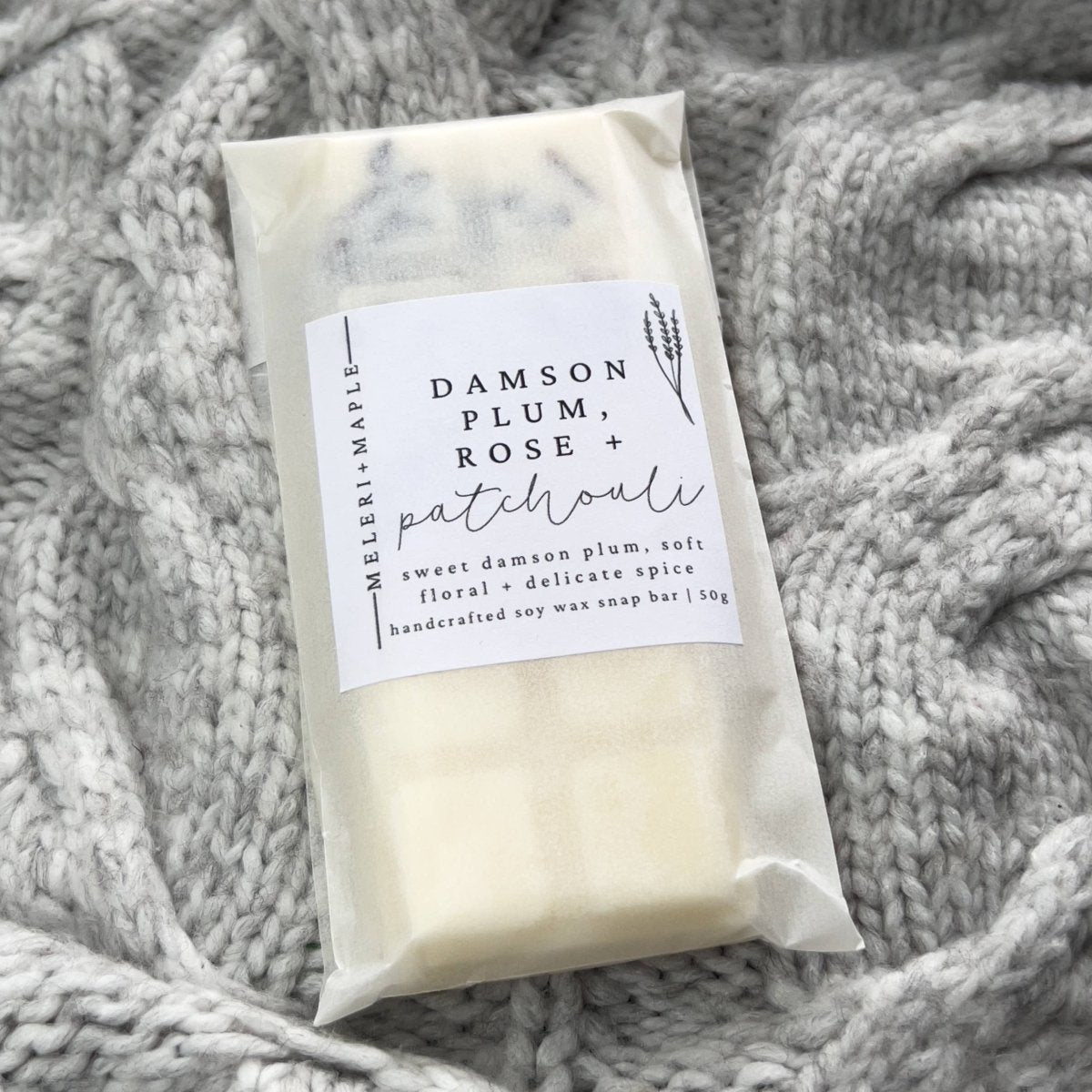 Damson Plum, Rose &amp; Patchouli Scented Snap Bar Wax Melt - Pockets of Bliss