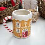 Festive Gingerbread House Mug with Candy Cane Handle - Pockets of Bliss