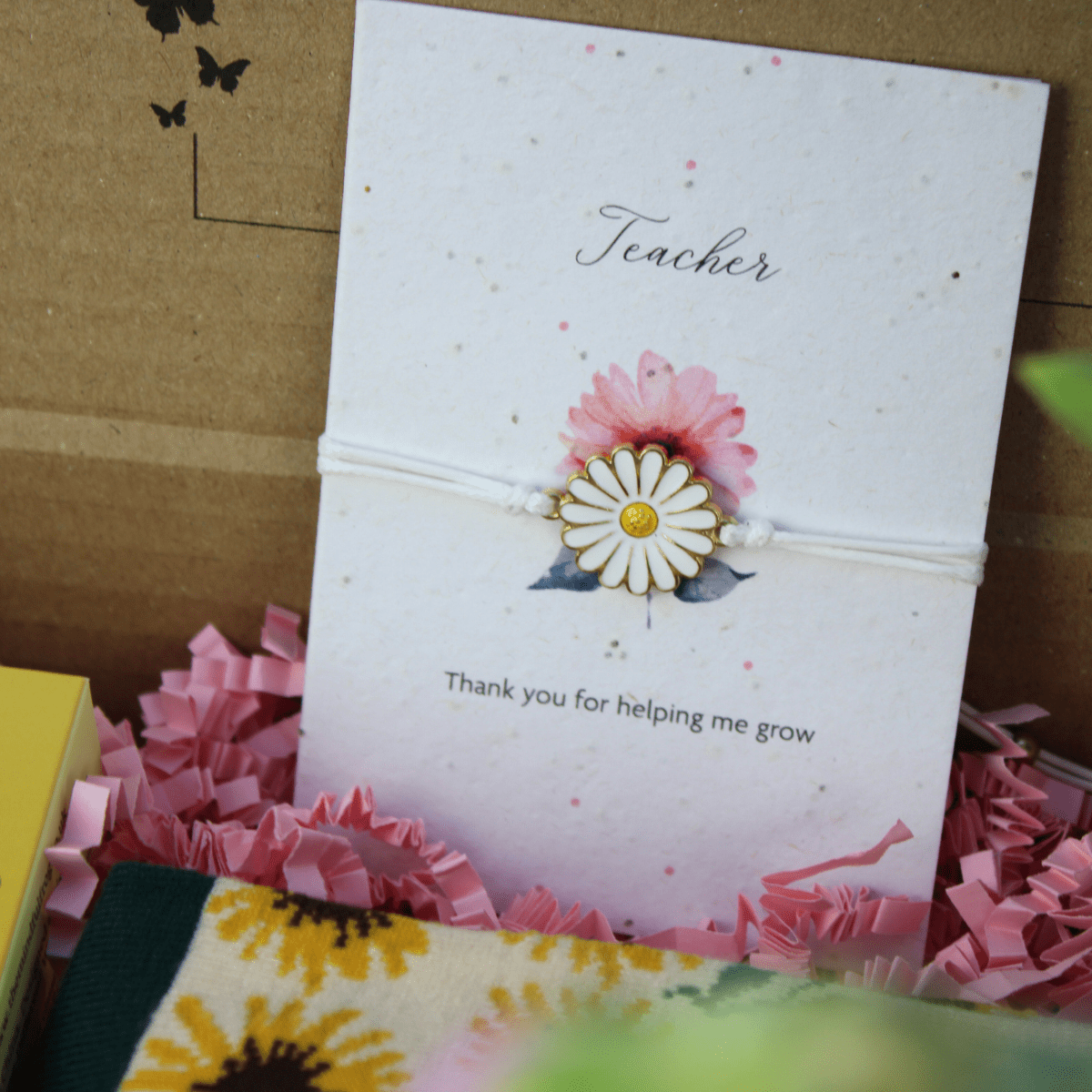 Grateful Heart Teacher Gift Box – Sunflower Socks & Keepsakes - Pockets of Bliss