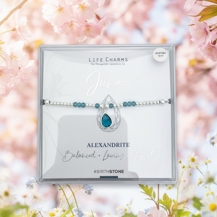 Life charms June Alexandrite birthstone bracelet - Pockets of Bliss
