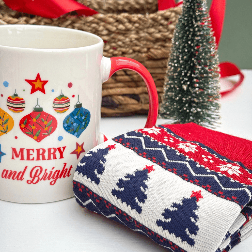 Merry & Bright Men’s Christmas Gift Box – Mug & Holiday Socks Set - Pockets of Bliss
