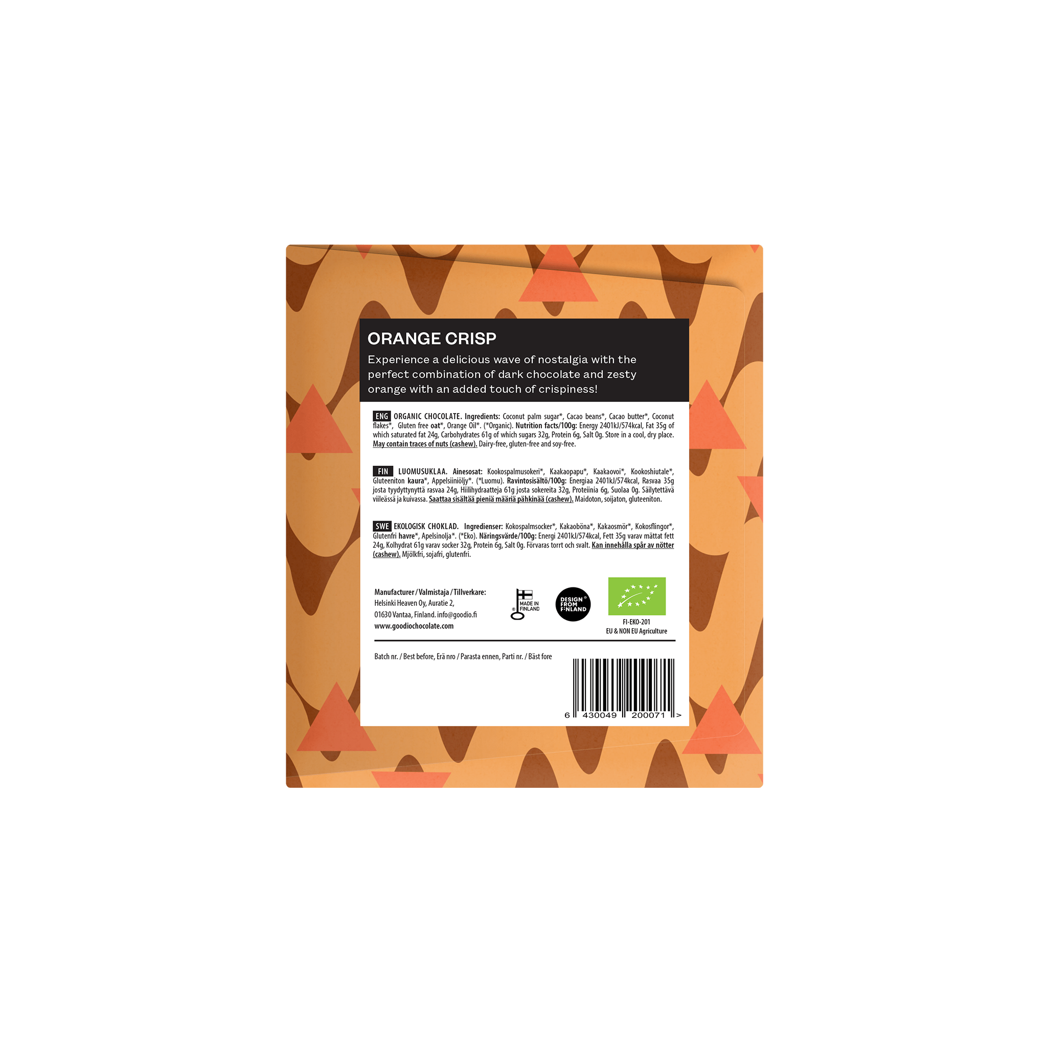 Orange Crisp Chocolate 35% – Festive Zesty Delight - Pockets of Bliss