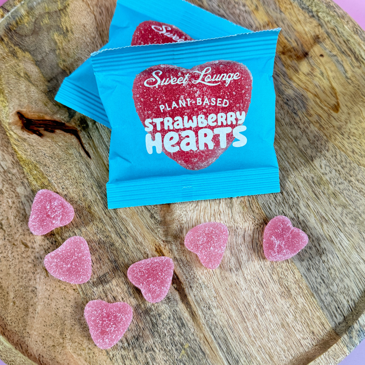 Plant - Based Fizzy Strawberry Hearts Sweets | 25g Vegan Treat - Pockets of Bliss