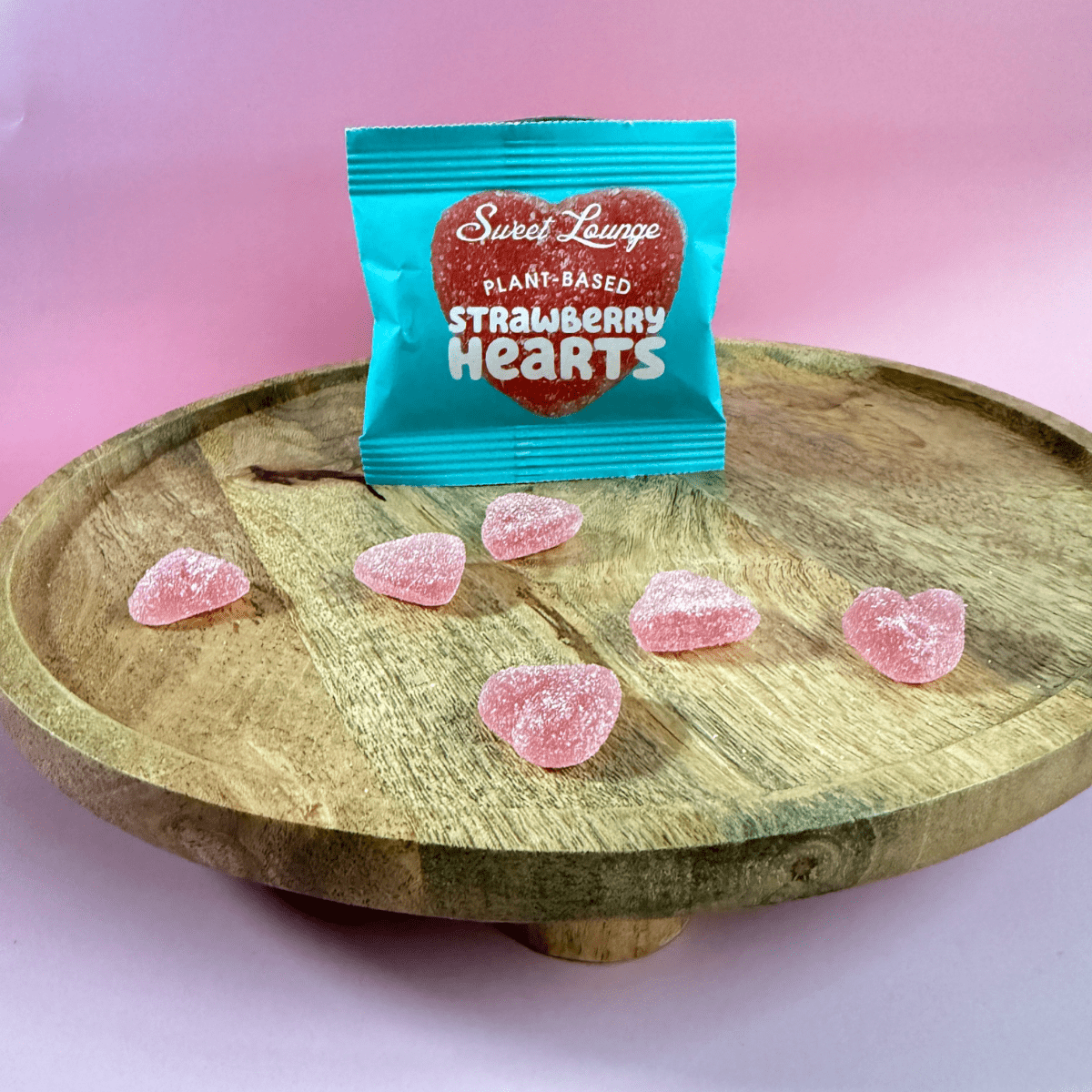 Plant - Based Fizzy Strawberry Hearts Sweets | 25g Vegan Treat - Pockets of Bliss