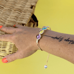 Pressed Flower Adjustable Cord Bracelet – Real Dried Flowers in Resin - Pockets of Bliss