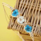 Pressed Flower Adjustable Cord Bracelet – Real Dried Flowers in Resin - Pockets of Bliss
