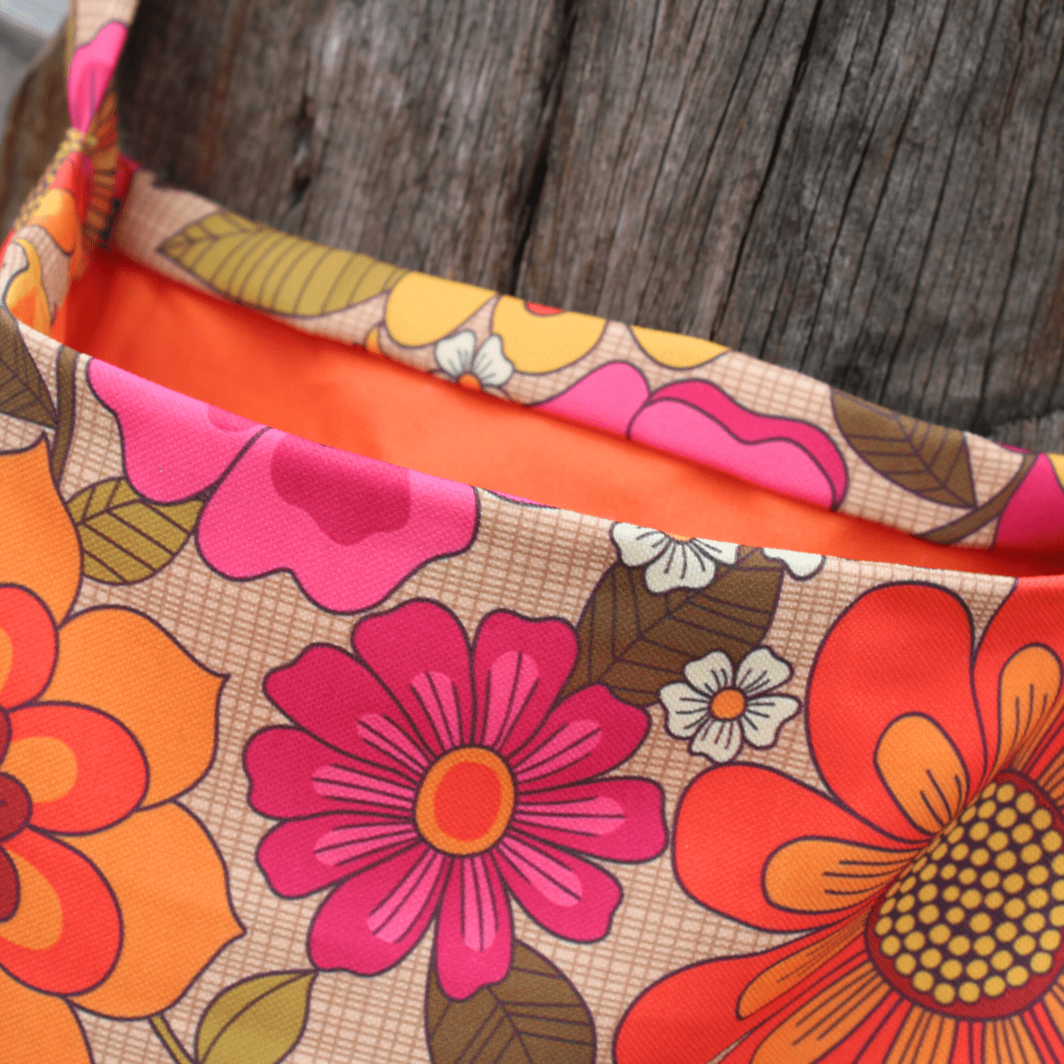 Retro Bloom Recycled Canvas Tote – Handmade with Love - Pockets of Bliss