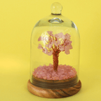 Rose Quartz Crystal Tree in Glass Dome – Healing Gemstone Décor for Love & Harmony - Pockets of Bliss