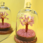 Rose Quartz Crystal Tree in Glass Dome – Healing Gemstone Décor for Love & Harmony - Pockets of Bliss