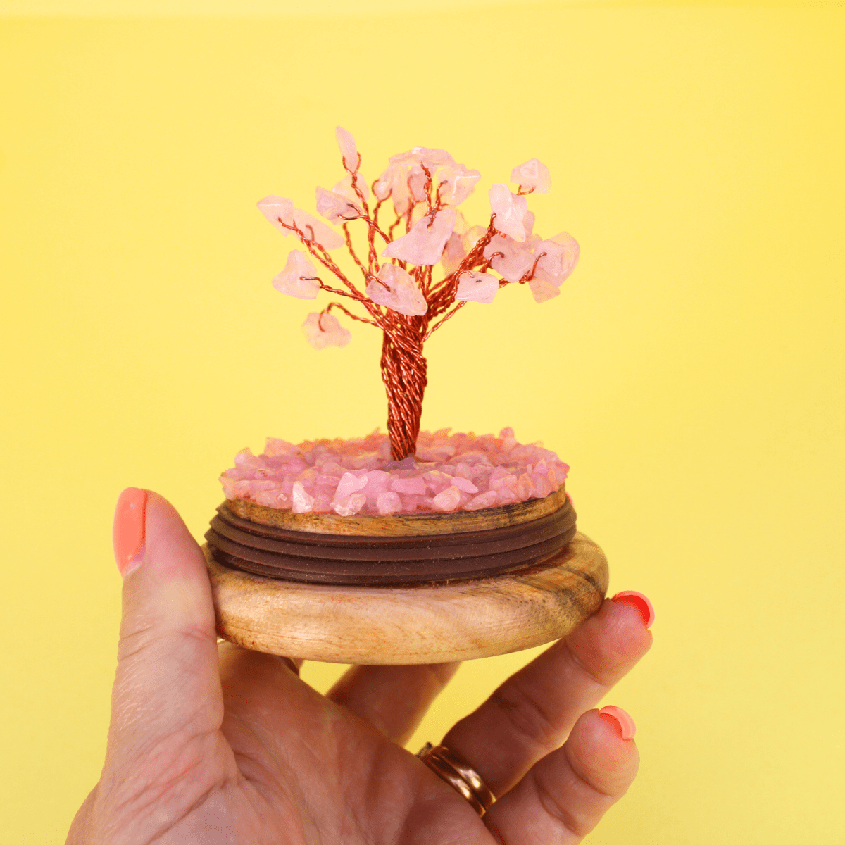 Rose Quartz Crystal Tree in Glass Dome – Healing Gemstone Décor for Love & Harmony - Pockets of Bliss