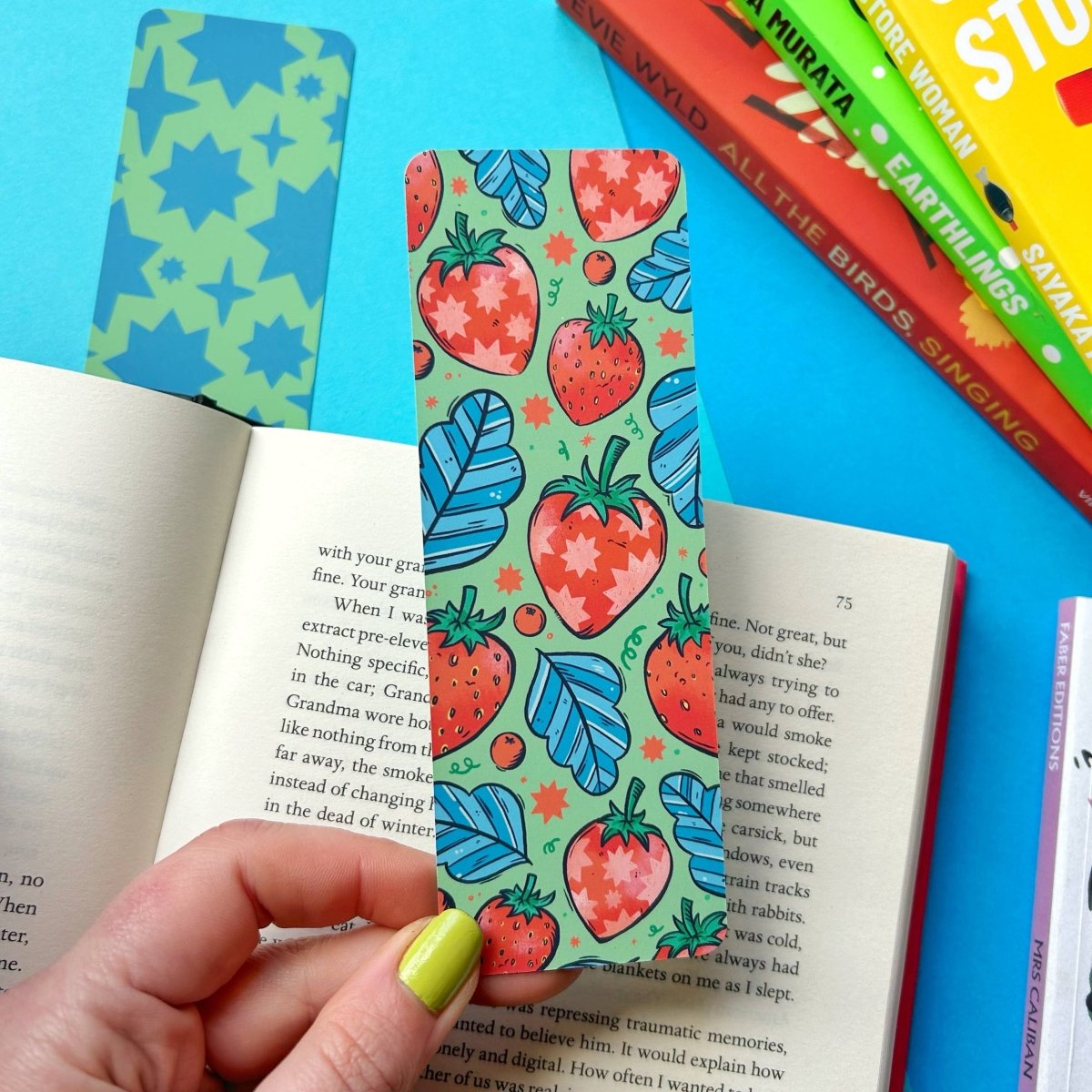 Strawberry Velvet Bookmark – Double - Sided Design - Pockets of Bliss
