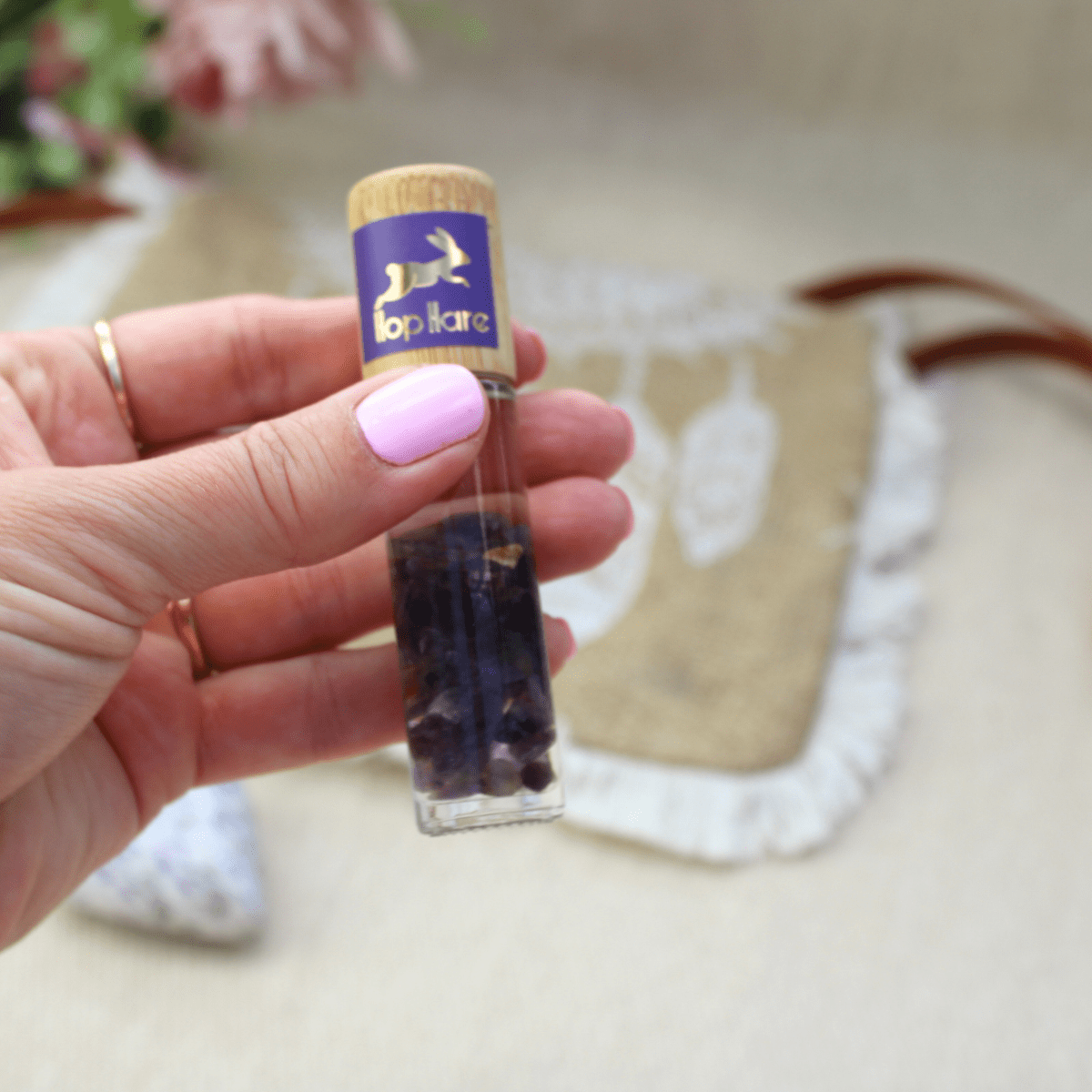The Moon – Amethyst Gemstone Essential Oil Roll - On for Sleep &amp; Relaxation - Pockets of Bliss