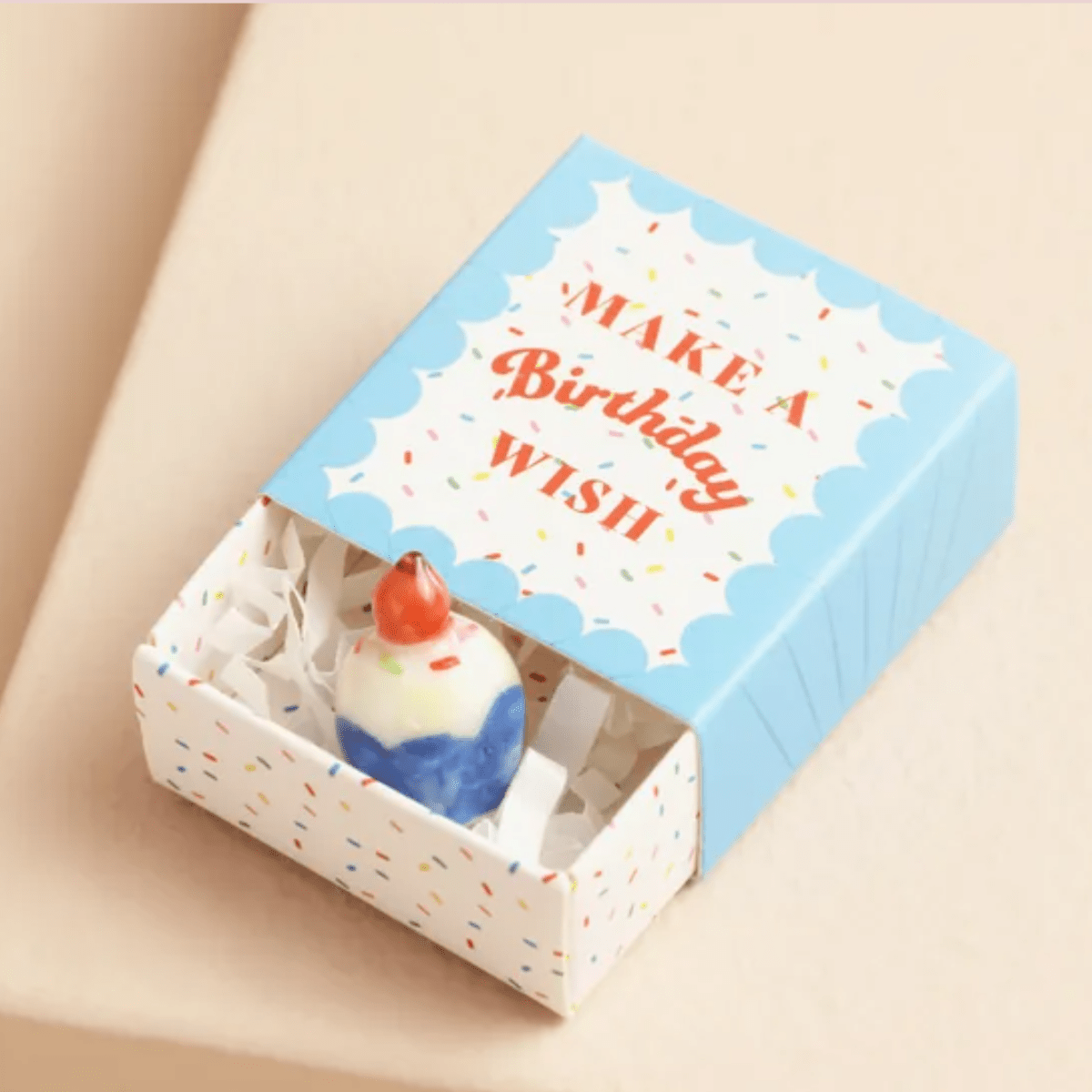 Tiny Matchbox Ceramic Birthday Cake Token – “Make a Birthday Wish” - Pockets of Bliss