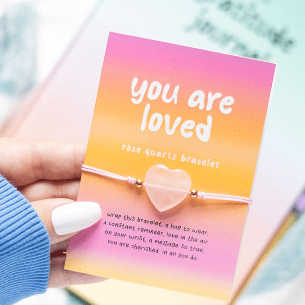 You Are Loved – Rose Quartz Crystal Heart Bracelet - Pockets of Bliss