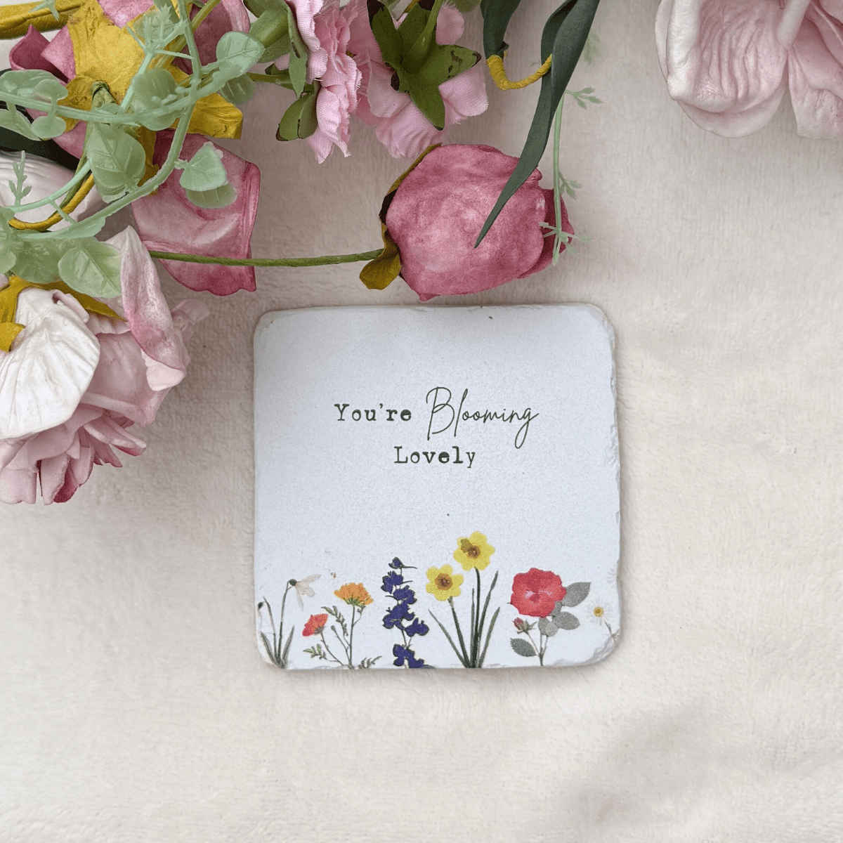 You’re Blooming Lovely Floral Wildflower Coaster – Cute Gift - Pockets of Bliss